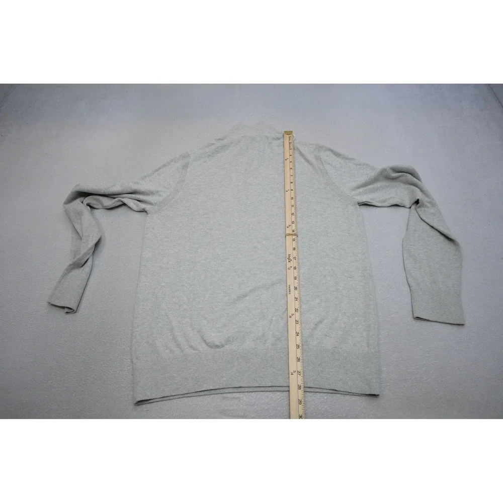 Banana Republic Sweater Men Large Gray Cotton Cashmere Mock Neck Button EUC